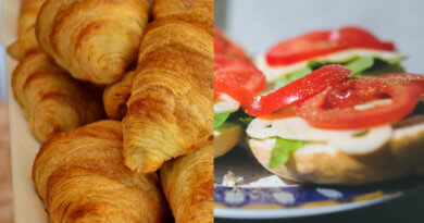 Sandwich und Croissants