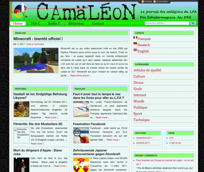 Camäléon-Webseite 2011